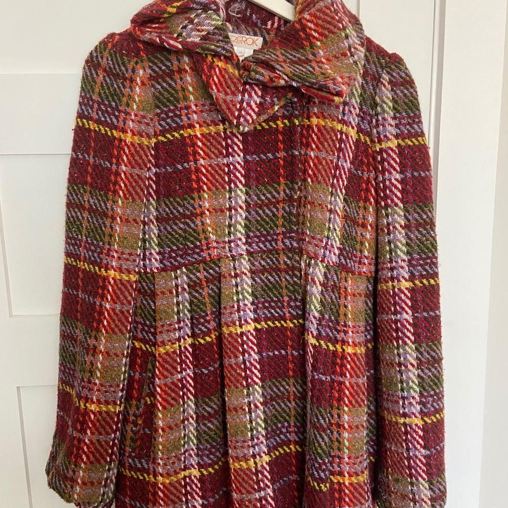 Larok Multi-Colored Plaid Wool- Blend Peacoat - image 1